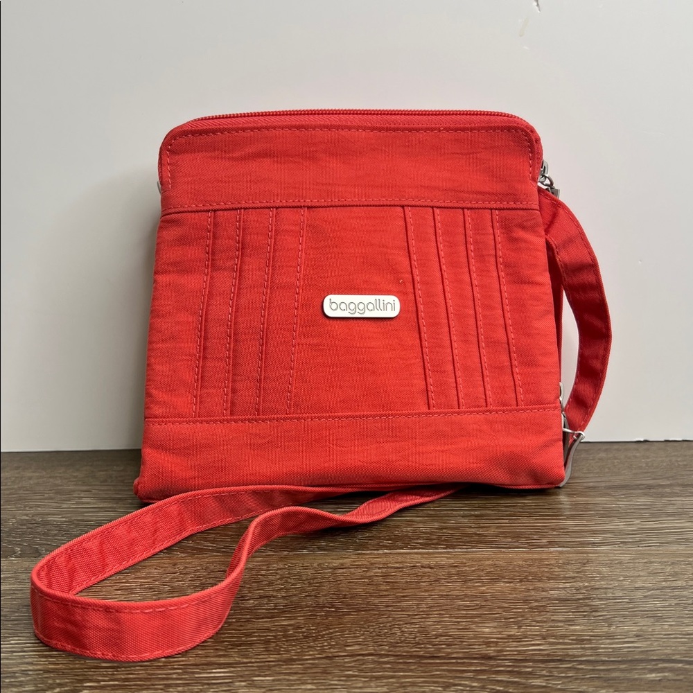 Baggallini Crossbody Travel Bag – Coral/Salmon with Yellow Interior